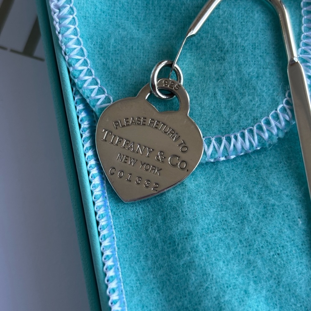 RETIRED “Please Return to Tiffany & Co.” Heart Charm Sterling Silver Bookmark